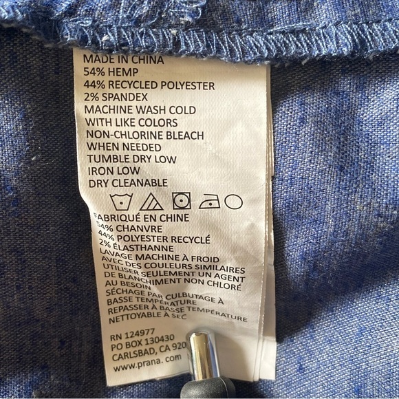 PRANA Hemp Blend Preppy Minimalist Sustainable Button Down Aster Tunic Sz S NWT - Picture 12 of 12